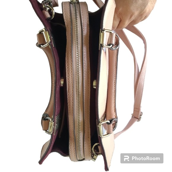 Steve Madden Crossbody Bag Purse Handbag Pink Blush Pebbled Logo - Picture 10 of 16